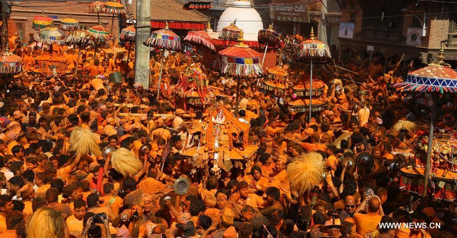 NEPAL-BHAKTAPUR-SINDOOR JATRA FESTIVAL