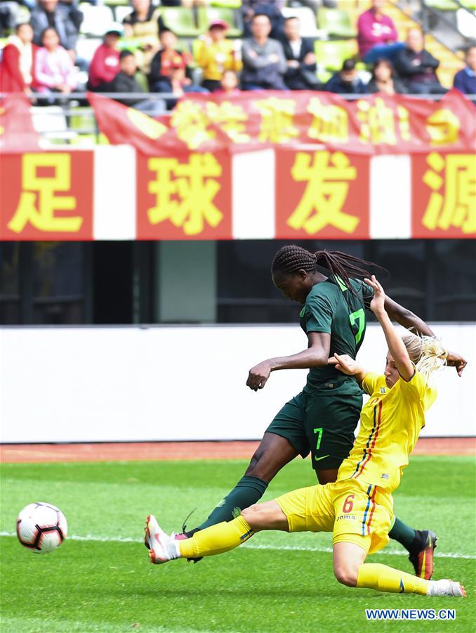 (SP)CHINA-WUHUA-FOOTBALL-WOMEN-ROMANIA VS NIGERIA